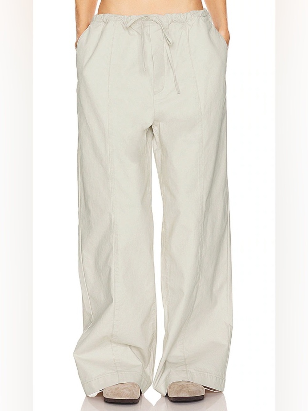 Helsa Workwear Drawcord Pants Cotton Elastic Waistband Pockets Canvas Low Rise